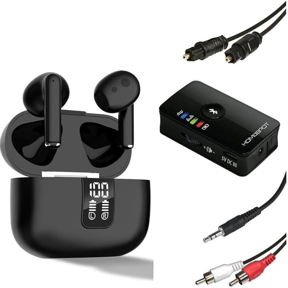 Black Bluetooth Headset with Wireless Earbuds
